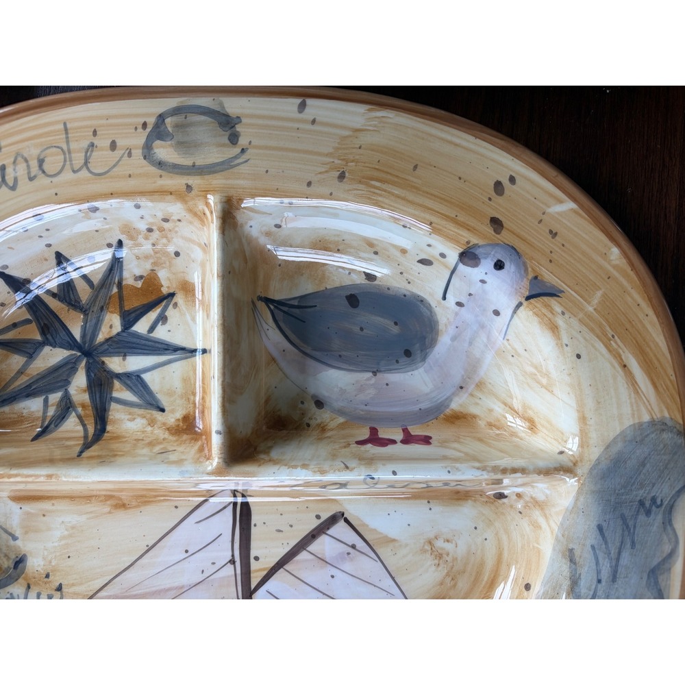 Lillian Vernon Vintage Italian Ceramic Divided Platter Nautical Sailboat Seagull - Picture 7 of 9